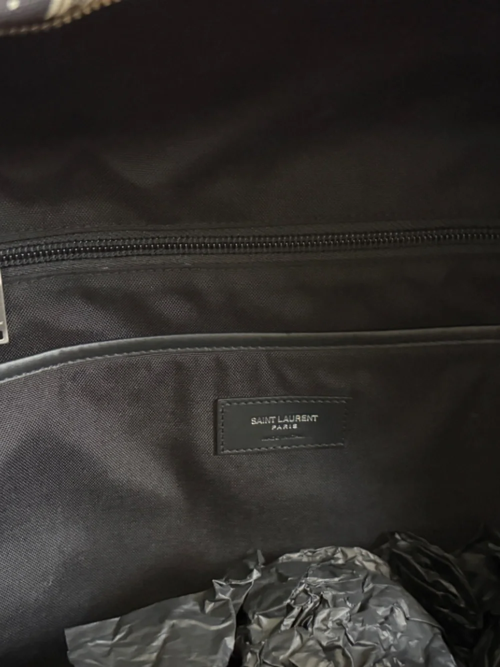 Saint Laurent YSL City Vinyl Record Black Leather Canvas Backpack Bag